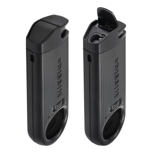 Black Slim Torch Metal Lighter Open & Close Flame cover