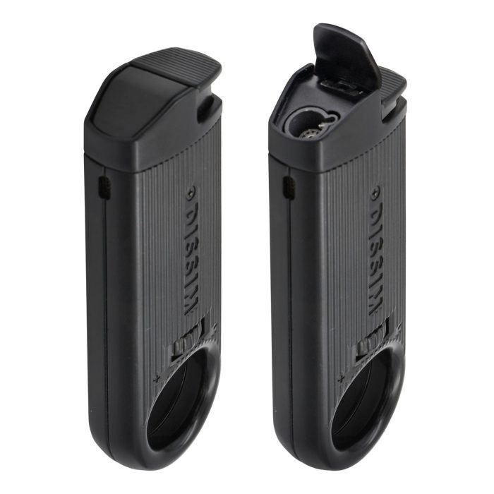 Black Slim Torch Metal Lighter Open & Close Flame cover