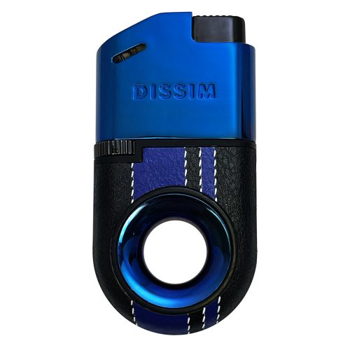 Blue w/ Blue Race Stripes Turismo-Luxe Soft Flame Butane Lighter