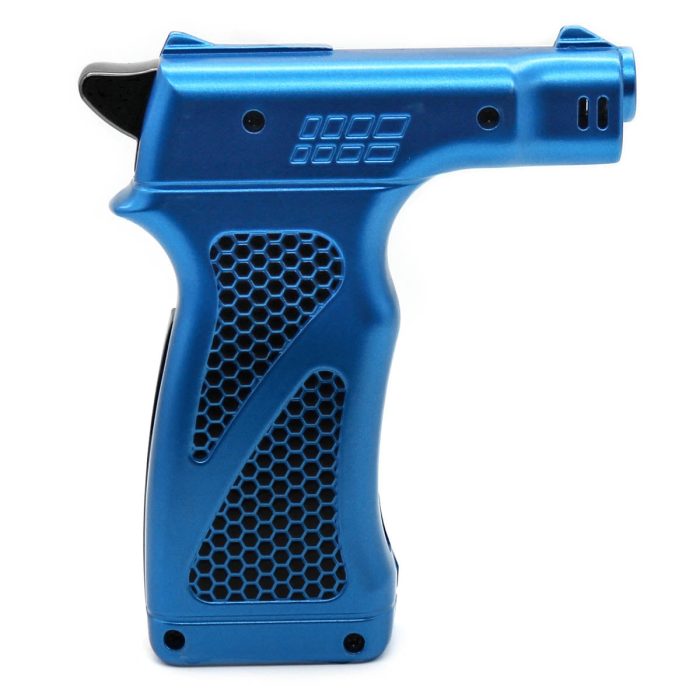 Dissim Hammer butane lighter blue finish side view