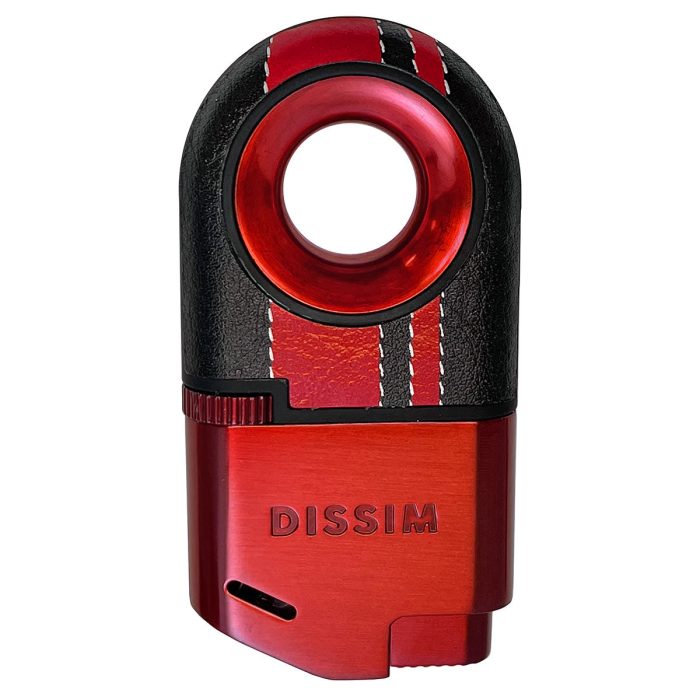Dissim Race-Line Inverted Butane Lighter in Red with Red Stripes
